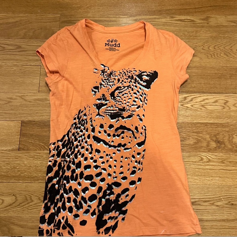 Mudd Orange Cheetah Graphic Women's Tee